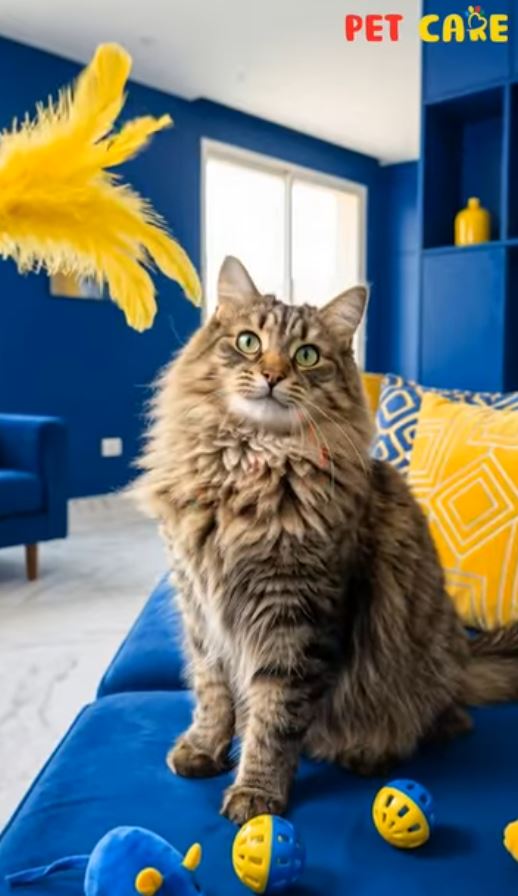 Cat with feather toy at Pet Care
